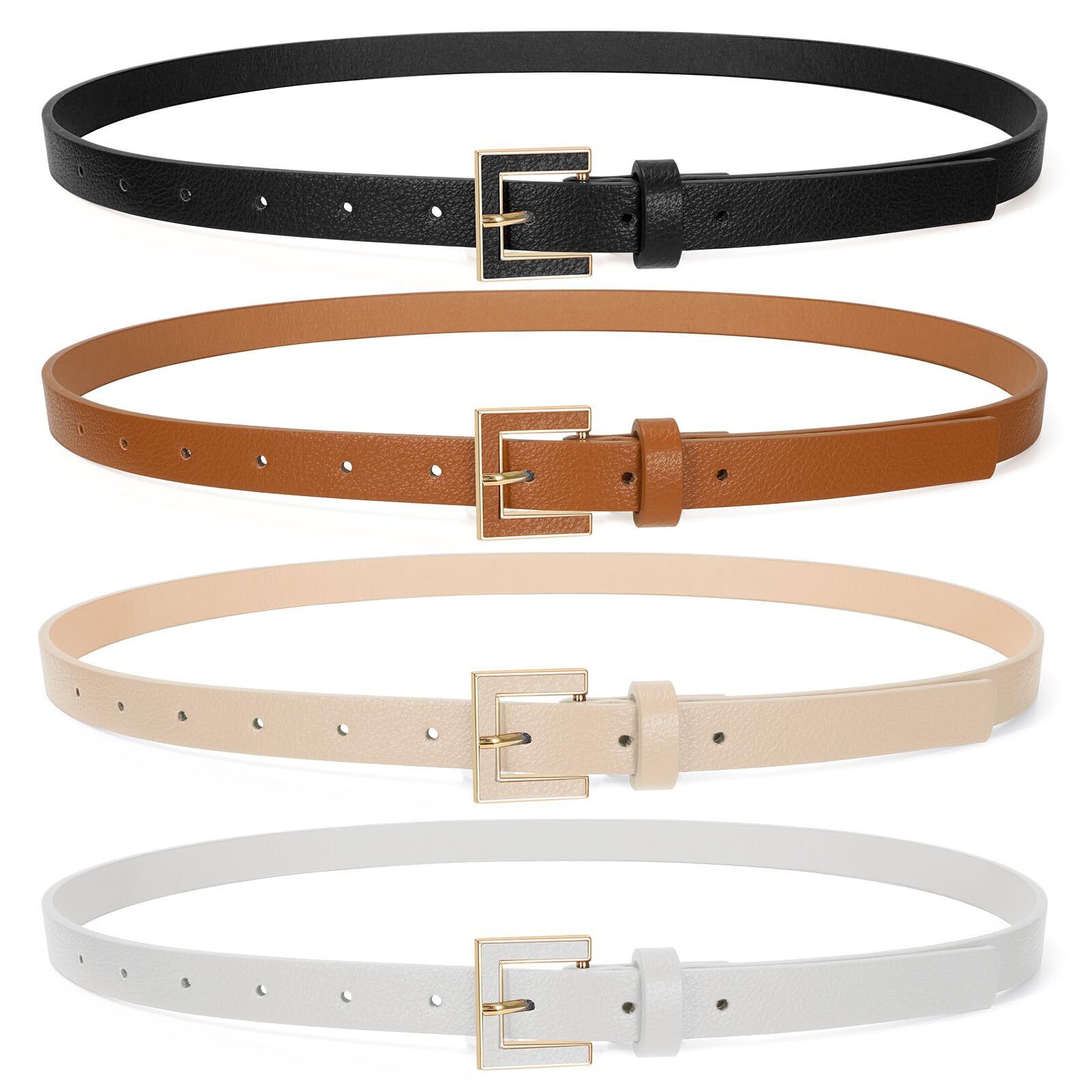 5234 4 Pack Women Skinny Belts For Jeans Dress Ladies Thin Waist Belt